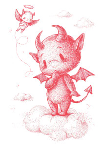 Cute Devil Illustration Vinyl Car Decal Sticker – Waterproof & UV-Resistant 