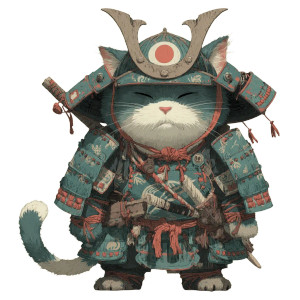 Samurai Cat V46 Vinyl Car Decal Sticker – Waterproof & UV-Resistant 