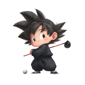 Chibi Goku Golfing Vinyl Car Decal Sticker – Waterproof & UV-Resistant 