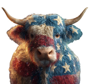 Patriotic Highland Cow V3 Vinyl Car Decal Sticker – Waterproof & UV-Resistant 
