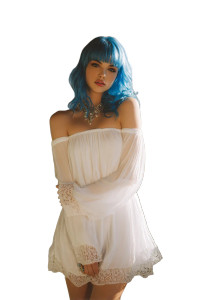 Stylish Blue-Haired Woman Vinyl Car Decal Sticker – Waterproof & UV-Resistant 