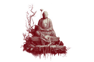 Buddha With Mushrooms Vinyl Car Decal Sticker – Waterproof & UV-Resistant 