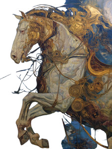 Surreal Golden Horse Vinyl Car Decal Sticker – Waterproof & UV-Resistant Surreal Golden Horse Vinyl Car Decal Sticker – Waterproof & UV-Resistant