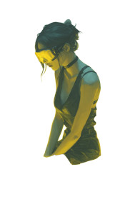 Cybernetic Kneeling Girl Vinyl Car Decal Sticker – Waterproof & UV-Resistant 