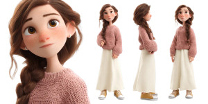 Pixar-Style Woman V4 Vinyl Car Decal Sticker – Waterproof & UV-Resistant 