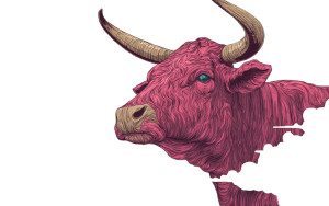 Magenta Vector Cow Vinyl Car Decal Sticker – Waterproof & UV-Resistant 