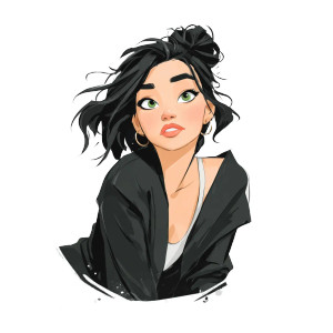 Cool Black-Haired Girl V2 Vinyl Car Decal Sticker – Waterproof & UV-Resistant 
