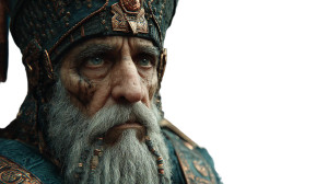 Assyrian King Portrait Vinyl Car Decal Sticker – Waterproof & UV-Resistant 