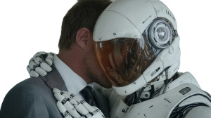 Businessman And Robot Hug Vinyl Car Decal Sticker – Waterproof & UV-Resistant 