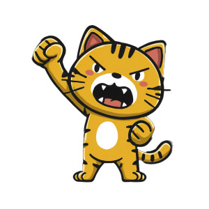 Angry Kawaii Cat Vinyl Car Decal Sticker – Waterproof & UV-Resistant 