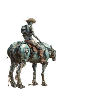 Cowboy On Robot Horse V2 Vinyl Car Decal Sticker – Waterproof & UV-Resistant 