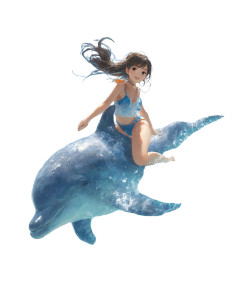 Girl Riding Dolphin Vinyl Car Decal Sticker – Waterproof & UV-Resistant 