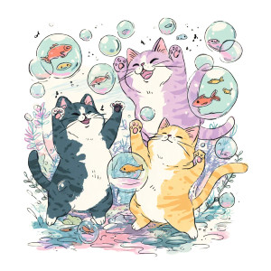 Joyful Bubble Cats Vinyl Car Decal Sticker – Waterproof & UV-Resistant Joyful Bubble Cats Vinyl Car Decal Sticker – Waterproof & UV-Resistant