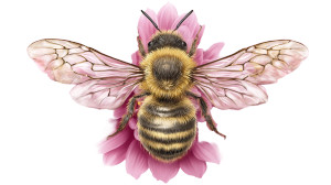 Bee On Flower V8 Vinyl Car Decal Sticker – Waterproof & UV-Resistant 