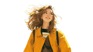 Cheerful Young Girl V4 Vinyl Car Decal Sticker – Waterproof & UV-Resistant 