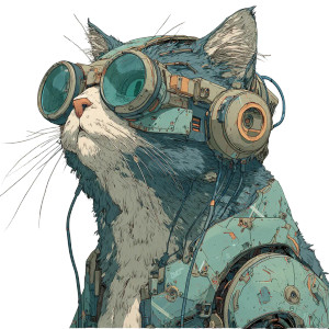 Cyberpunk Cat V5 Vinyl Car Decal Sticker – Waterproof & UV-Resistant 