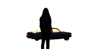 Silhouetted Girl Flames Vinyl Car Decal Sticker – Waterproof & UV-Resistant 