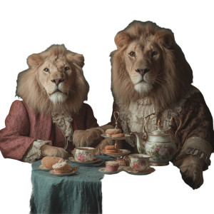 Lion Tea Party Vinyl Car Decal Sticker – Waterproof & UV-Resistant 