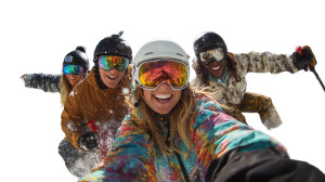 Skiing Group Joy Vinyl Car Decal Sticker – Waterproof & UV-Resistant 