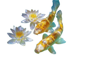 Golden Crystal Koi Vinyl Car Decal Sticker – Waterproof & UV-Resistant 