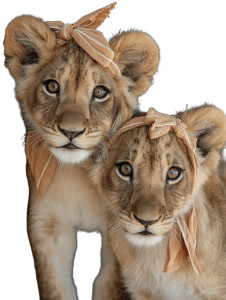 Lion Cubs Bows Vinyl Car Decal Sticker – Waterproof & UV-Resistant 