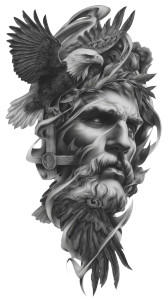 Zeus Tattoo Sketch V2 Vinyl Car Decal Sticker – Waterproof & UV-Resistant 