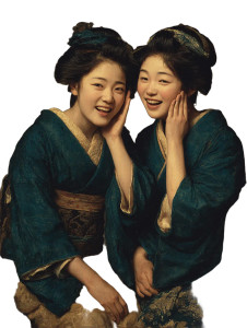 Laughing Geishas Portrait Vinyl Car Decal Sticker – Waterproof & UV-Resistant 