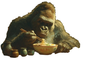 Gorilla At Ramen Vinyl Car Decal Sticker – Waterproof & UV-Resistant 