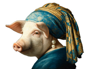 Pearl Pig Portrait Vinyl Car Decal Sticker – Waterproof & UV-Resistant 