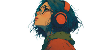 Cute Woman Headset V4 Vinyl Car Decal Sticker – Waterproof & UV-Resistant 