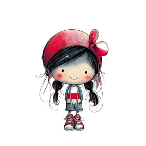 Cartoon Girl With Hat Vinyl Car Decal Sticker – Waterproof & UV-Resistant 