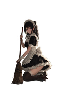 Elegant Anime Maid Vinyl Car Decal Sticker – Waterproof & UV-Resistant 