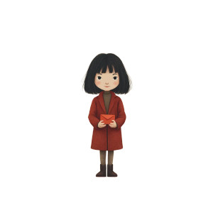 Chinese Girl Envelope Vinyl Car Decal Sticker – Waterproof & UV-Resistant 