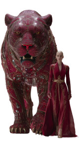 Elegant Model With Guardian Lion Vinyl Car Decal Sticker – Waterproof & UV-Resistant 