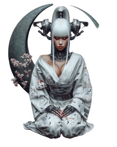 Cyberpunk Serene Girl Vinyl Car Decal Sticker – Waterproof & UV-Resistant 