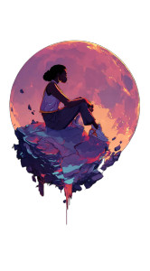 Girl On Moon V7 Vinyl Car Decal Sticker – Waterproof & UV-Resistant 
