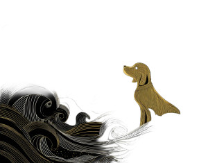 Moonlit Yellow Dog Vinyl Car Decal Sticker – Waterproof & UV-Resistant 
