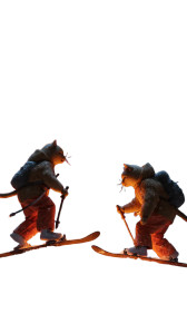 Skiing Cats Vinyl Car Decal Sticker – Waterproof & UV-Resistant 