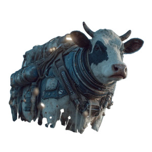 Cow With Jetpack Vinyl Car Decal Sticker – Waterproof & UV-Resistant 