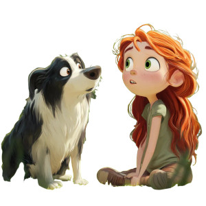 Cute Girl And Collie Vinyl Car Decal Sticker – Waterproof & UV-Resistant 