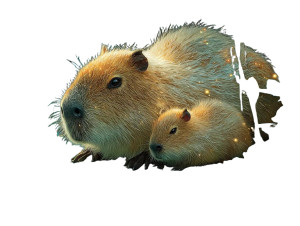 Mother And Baby Capybara Vinyl Car Decal Sticker – Waterproof & UV-Resistant 