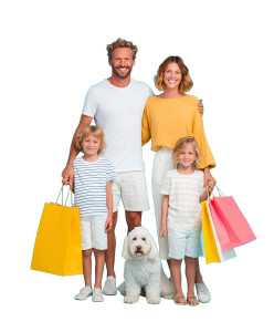 Cheerful Shopping Family Vinyl Car Decal Sticker – Waterproof & UV-Resistant 