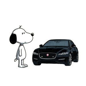 Snoopy And Jaguar Vinyl Car Decal Sticker – Waterproof & UV-Resistant 