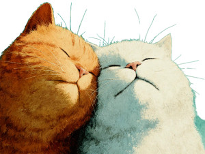 Hugging Cats Illustration Vinyl Car Decal Sticker – Waterproof & UV-Resistant 