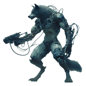 Cyber Werewolf Vinyl Car Decal Sticker – Waterproof & UV-Resistant 
