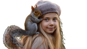 Kid With Squirrel Vinyl Car Decal Sticker – Waterproof & UV-Resistant 