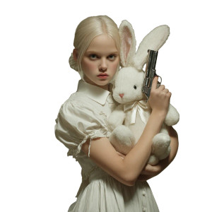 Blonde Girl With Rabbit Vinyl Car Decal Sticker – Waterproof & UV-Resistant 