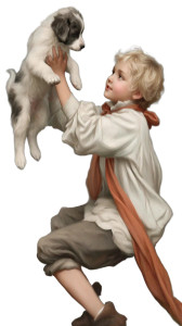 Boy And Puppy Vinyl Car Decal Sticker – Waterproof & UV-Resistant 