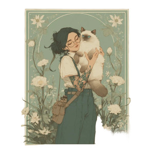 Tattooed Brunette With Cat Vinyl Car Decal Sticker – Waterproof & UV-Resistant 