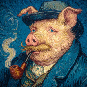 Cartoon Pig Pipe Vinyl Car Decal Sticker – Waterproof & UV-Resistant 